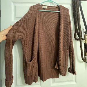 Mauve Waffle Knit Cardigan